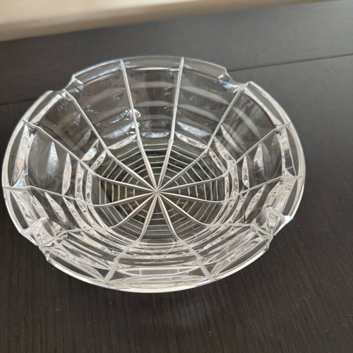 Set of 2 crystal ashtrays with spider web design, like new