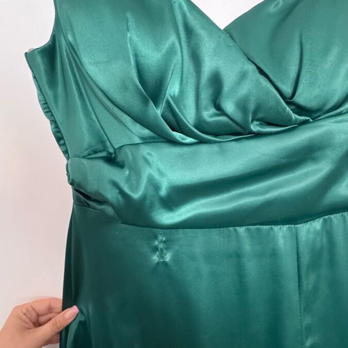 Satin dress emerald No40 used with back ribbons