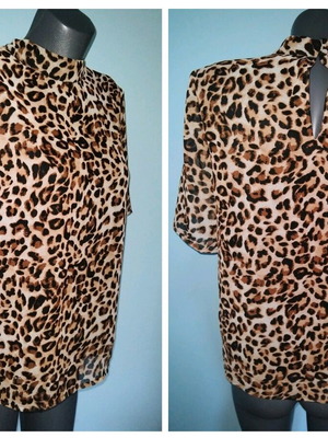 Μπλούζα τύπου τουνίκ Pieces σαν καινούργια με λεοπάρ σχέδιο