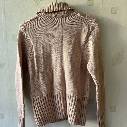 A-Style beige knitted blouse with large buttons, new, size M