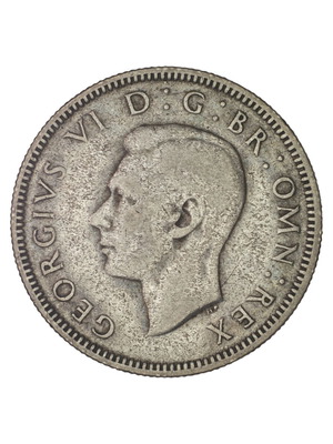 1 Shilling 1942 coin used, United Kingdom George VI silver