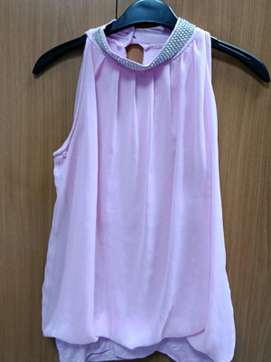 Evening blouse like new, pink with sparkle and transparency
