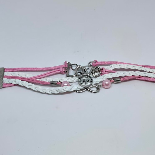 Handmade multistrand Love bracelet with infinity and metallic details like new