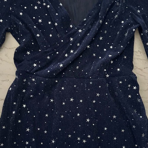 Elli White velvet dress with celestial print, long sleeves, like new