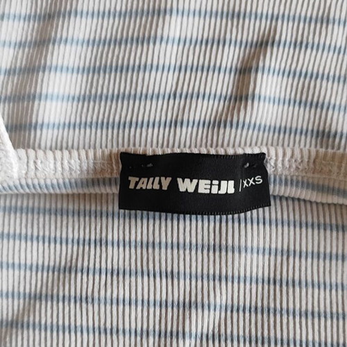 Striped crop top like new, white with turquoise stripes, size XXS
