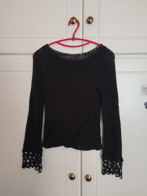 Black knitted blouse vintage, used, size M