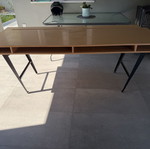 Wooden desk with storage compartments, modern design