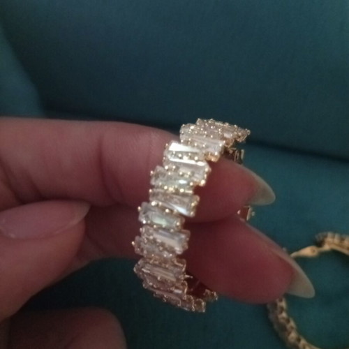 Hoop earrings with rhinestones, luxurious, new, gold color, 4cm diameter