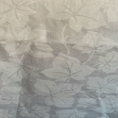 Linen tablecloth white like new with woven leaf pattern