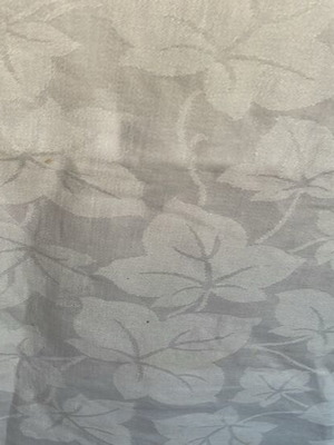 Linen tablecloth white like new with woven leaf pattern