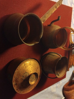 Set of copper miniatures used, 4 pieces, collectible