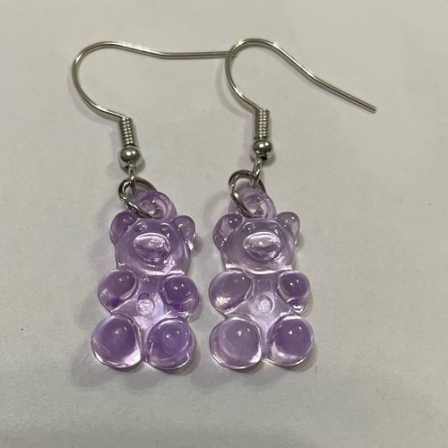 Handmade purple teddy bear earrings brand new
