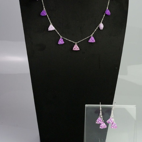 Jewelry set custom made with white and purple beads