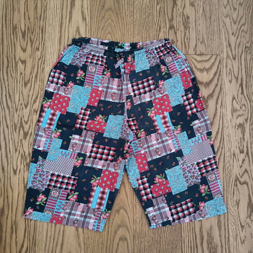 Summer bermuda handmade vintage with patchwork design, multicolor