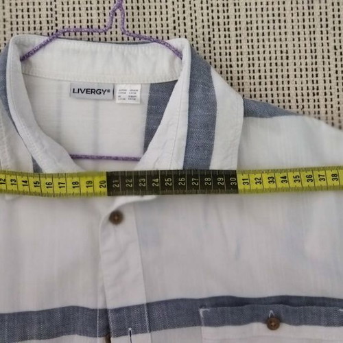 Livergy short-sleeve men's shirt like new, cotton, white and blue