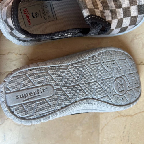 Superfit children's shoes size 23 used, black and white moccasins