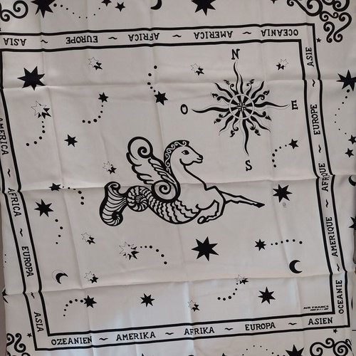 Air France vintage '60s scarf like new, black and white 88x88