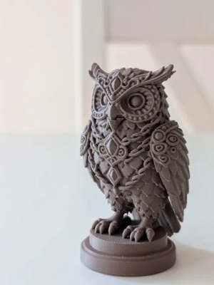 Owl Figurine 14 cm new, printed, gray color