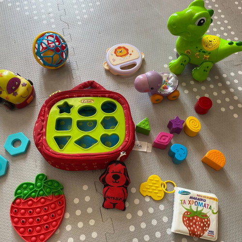 Set of baby toys used, for ages 12, 18, and 24 months