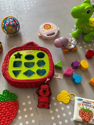 Set of baby toys used, for ages 12, 18, and 24 months