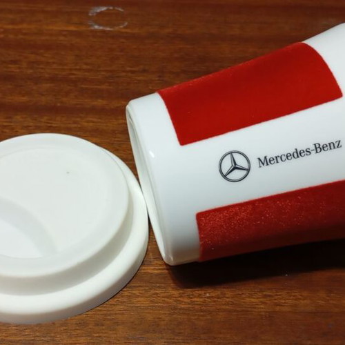 Porcelain Mercedes-Benz cup new with rubber lid 0.3L