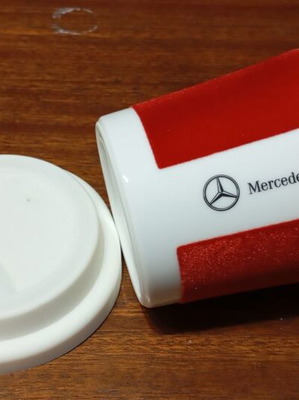 Porcelain Mercedes-Benz cup new with rubber lid 0.3L