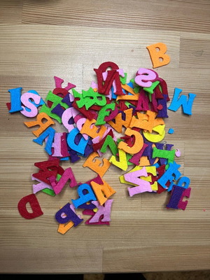 Set of Latin letters from colored felt new for crafts