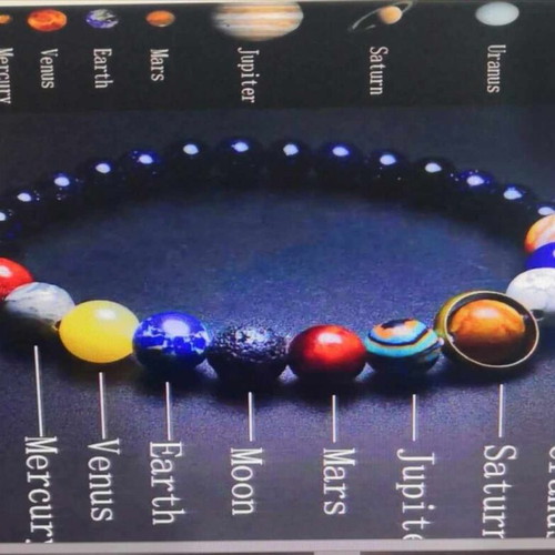 Bracelet with 8 Planets new, unisex with elastic band