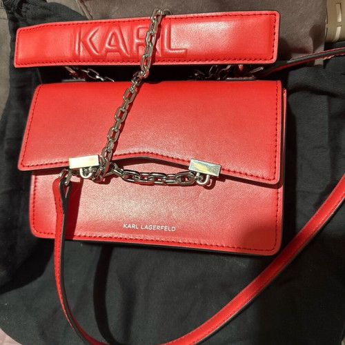 Karl Lagerfeld Crossbody Bag Red New Leather