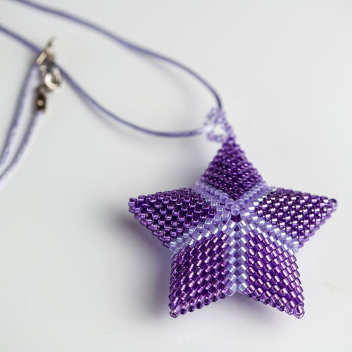Handmade necklace with star pendant purple custom made