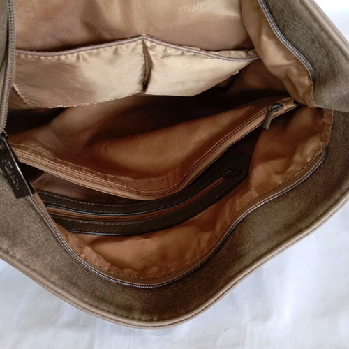 Women's crossbody bag used, light brown, large capacity