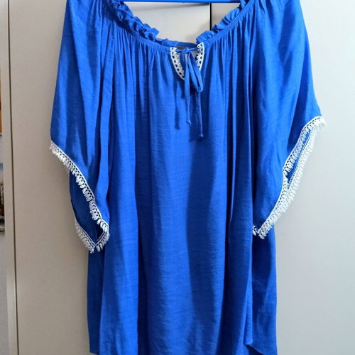 Dina blue shirt tunic XL new with sleeve design