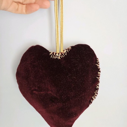 Handmade velvet heart and pouch set new