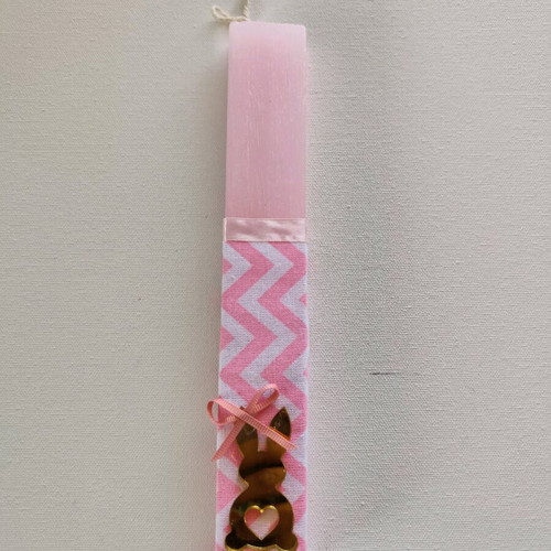 Easter candle pink with plexy glass bunny new