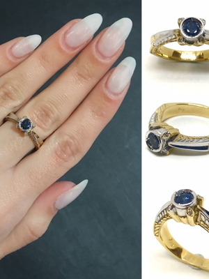 Δαχτυλίδι 18k με ζαφείρι σαν καινούργιο, χειροποίητο