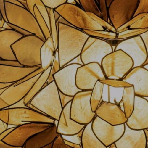 Vintage ceiling light flower made of shell used