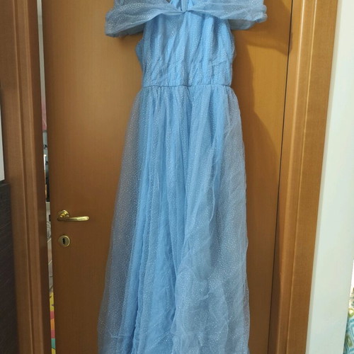 Princess dress blue like new with silver belt and rhinestones