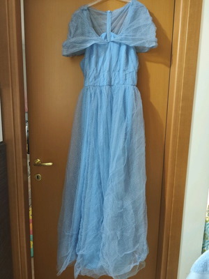 Princess dress blue like new with silver belt and rhinestones