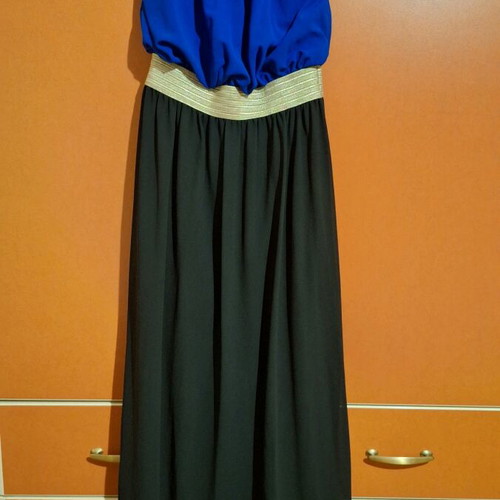 Long dress like new, size L, black and blue