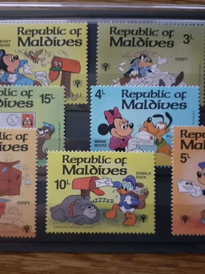 Maldives Disney Postal Scenes 1979 7 Stamps Set Mint