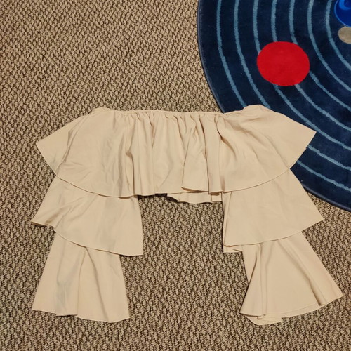 Shein Strapless Blouse with Long Ruffled Sleeves beige, like new, XL
