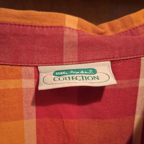 Ulla Popken plus size checked shirt used, red and orange