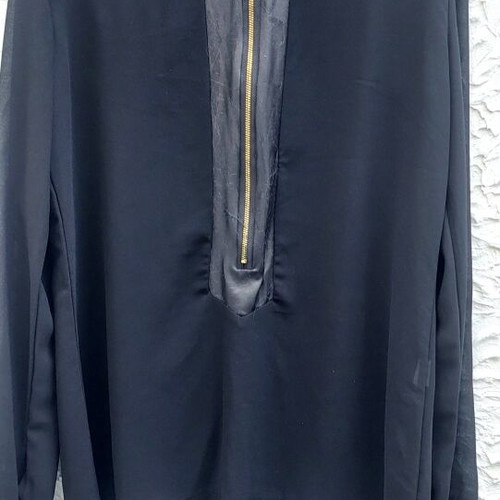 Evening blouse with zipper and leather details like new, one size black