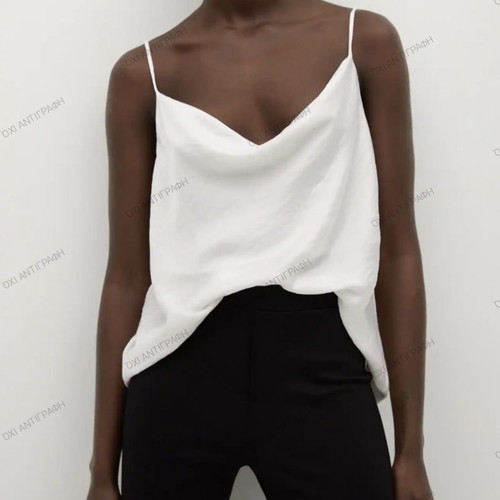 Mango draped top new, size M, white satin fabric