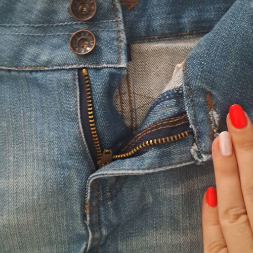 Mini denim skirt used, blue and turquoise, vintage