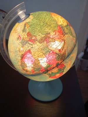 Scan Globe vintage illuminated globe with Greek map