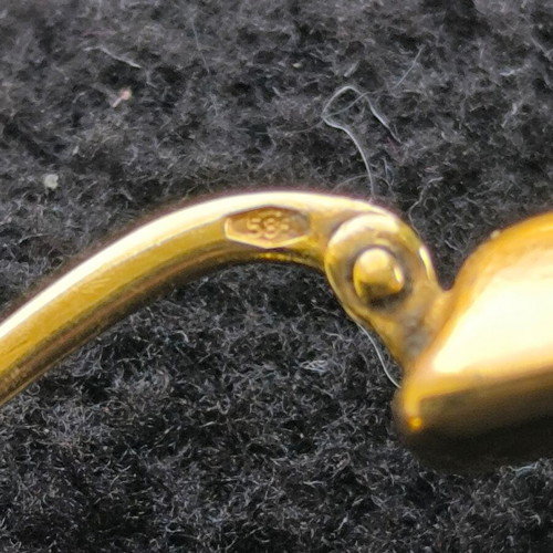 Gold 585 Oval Hoop Earrings like new with Modern Design