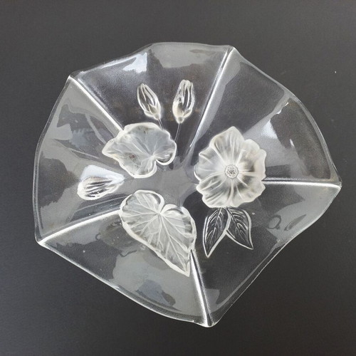 Vintage glass serving platter ortnerviera like new, embossed
