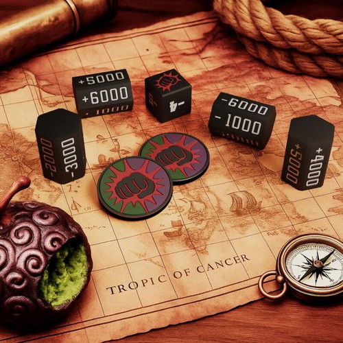 One Piece Dice and Token Set Luffy Inspired Edition Green Purple made to order