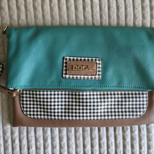 Doca women's crossbody bag like new, brown and green, 30×20 cm